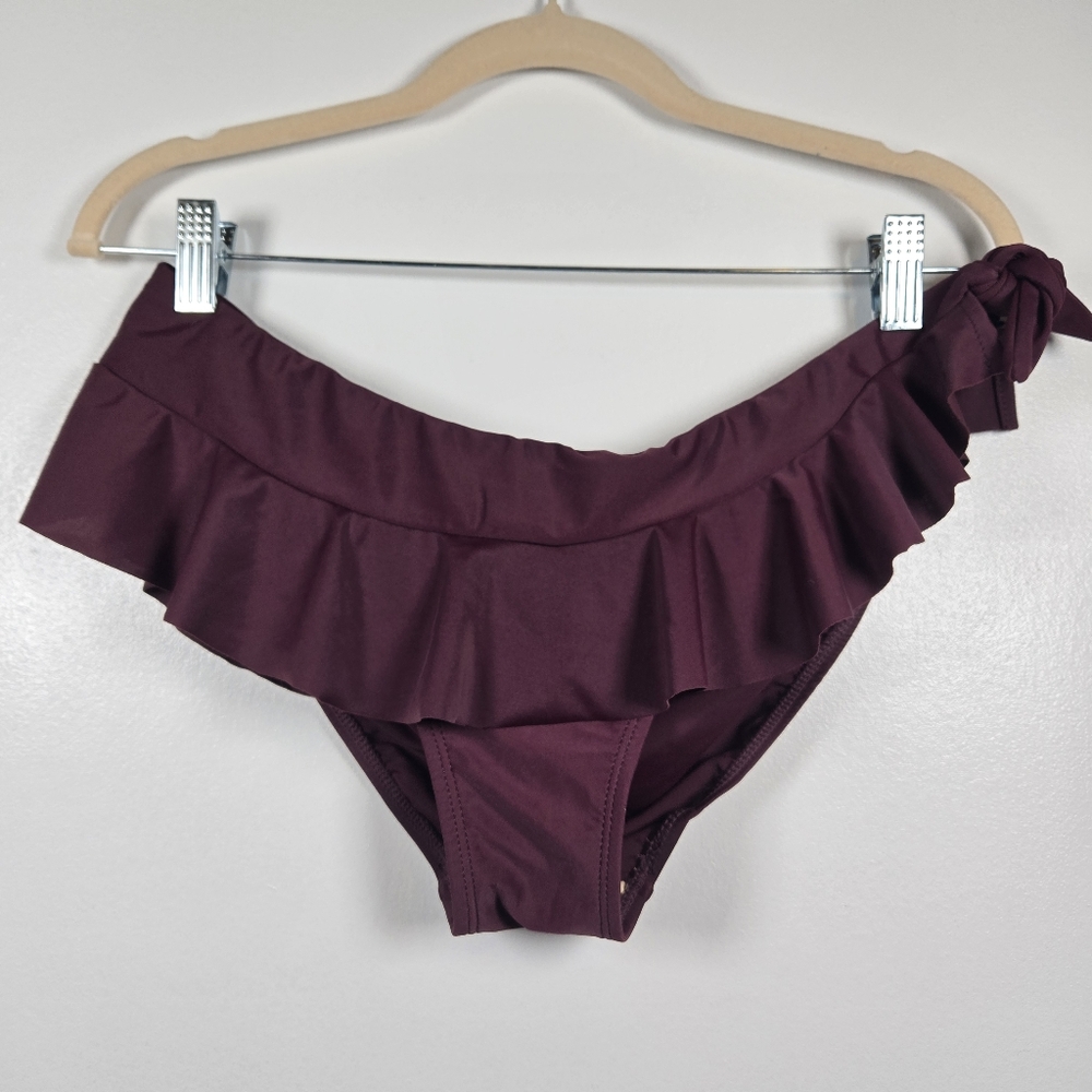 No Boundaries Plum Purple Ruffle Peplum Skirted Bikini Bottoms Size Juniors XL
